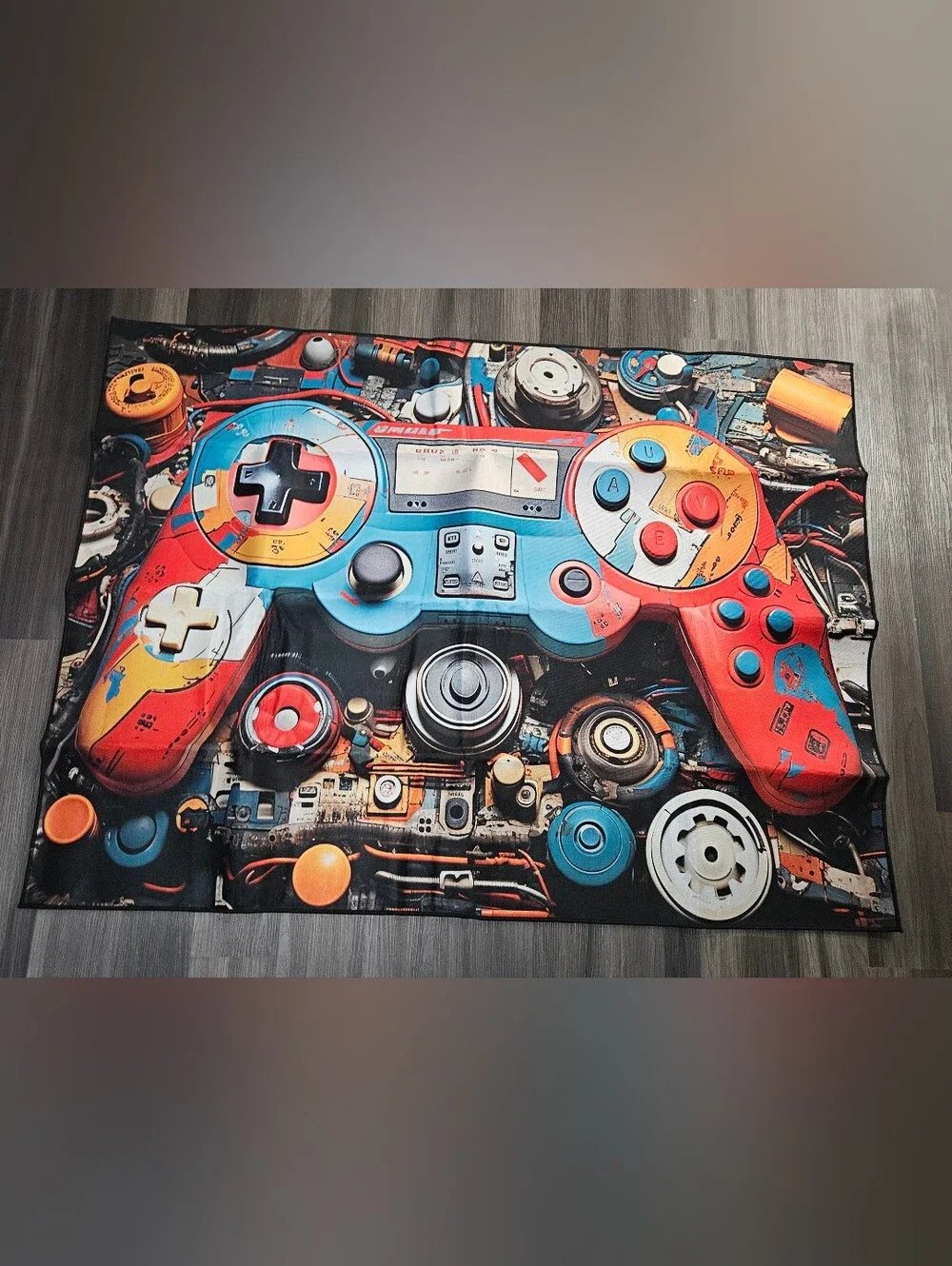 Colorful Gaming Controller Print - Blue & Red Game Area Rugs 63